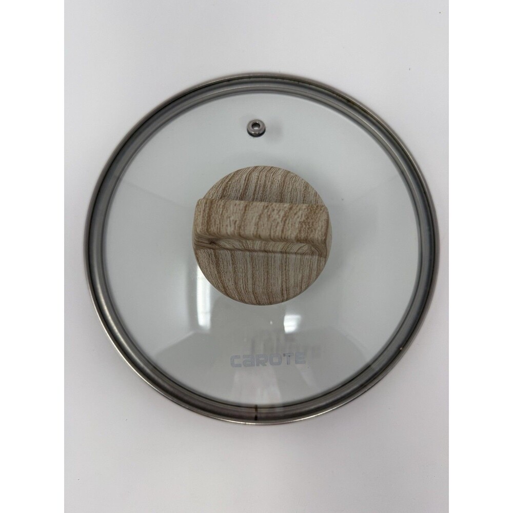Carote 7.5” Glass Pot Lid Wood Grain Handle Replacement Vented